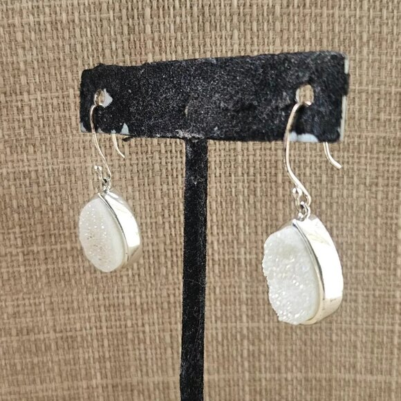 Women Earrings Fashion Earrings Pure Silver Plated Drusy Quartz Ear Jewelry - Picture 7 of 13